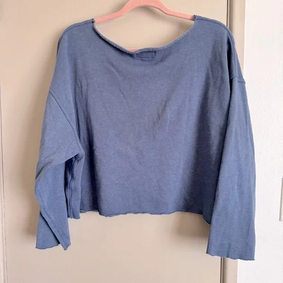 American Eagle Outfitters Soft Blue Graphic Cropped Sweatshirt - Picture 5 of 5
